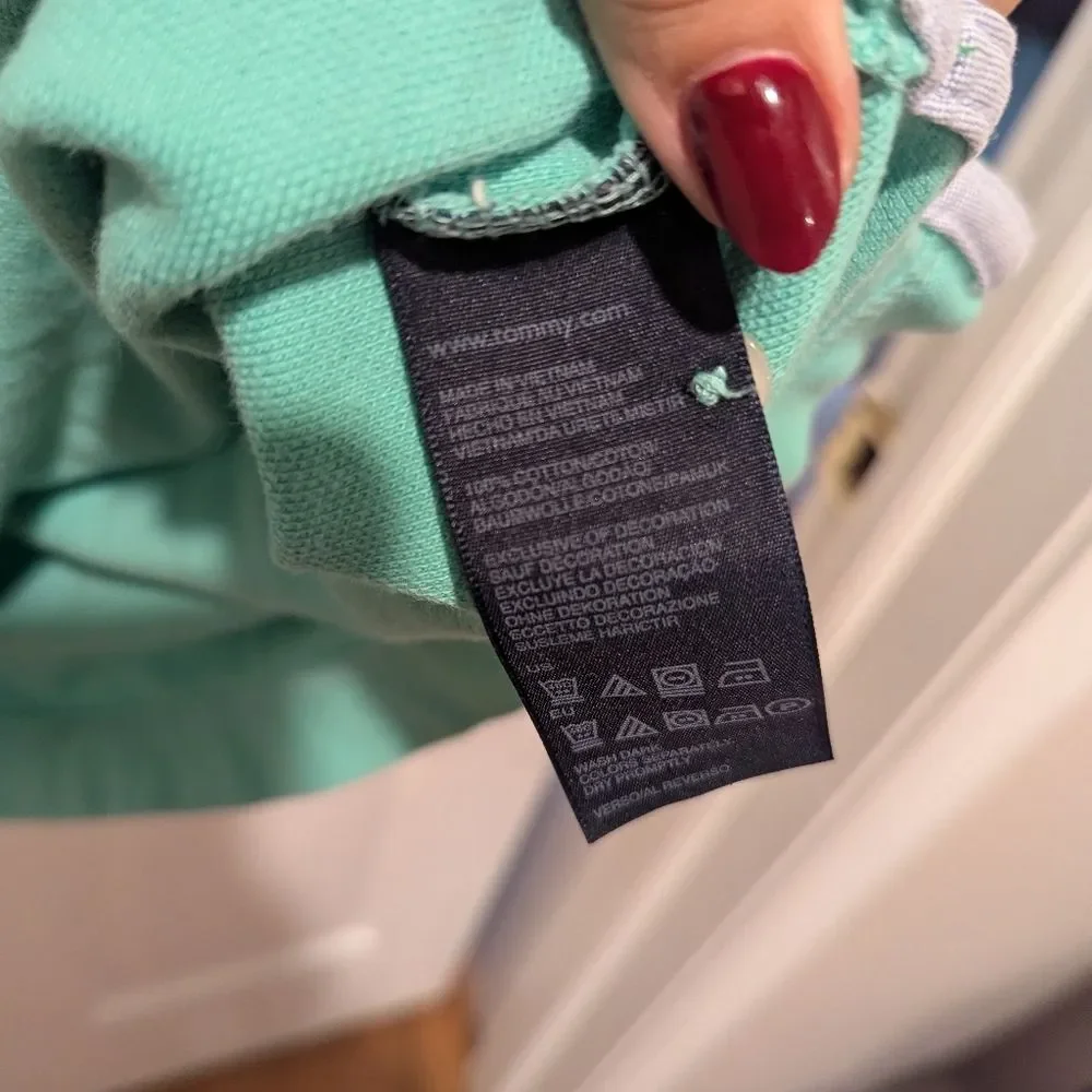 Coastal Grandpa Tommy Hilfiger Size Large Seafoam Green‎ ButtonPolo Shirt Preppy